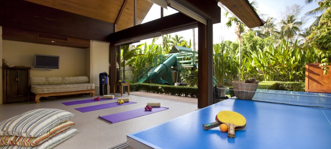 Fitness and playroom at Baan Kilee, luxury, private villa located on Lipa Noi Beach, Koh Samui, Thailand